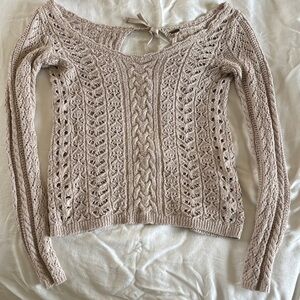 Free People Beige Cable Knit Sweater
